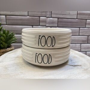 NEW Rae Dunn Set Of Two 4.75 Ceramic Stackable Pet Bowls ‘SIP and SAVOR’